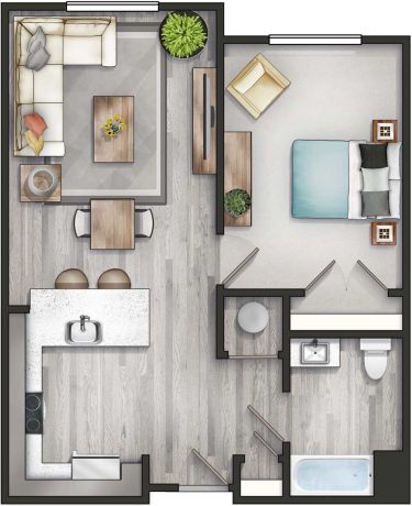 Apartment 1A-HC Floor Plan