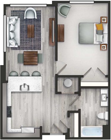 Apartment 1C . Floor Plan
